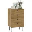 HOMCOM Modern Chest of Drawers with 4 Drawers, Dresser with Wood Handles and Steel Legs for Bedroom, Living Room, Entryway, 60W x 39D x 91.5H cm, Oak image 0
