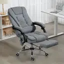 Vinsetto Fauteuil de bureau massant et chauffant, chaise de bureau ergonomique hauteur réglable, dossier inclinable, repose-pieds, télécommande filaire, pivotant 360°, tissu aspect lin, gris foncé image 8