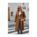Women's Double Breasted Long Trench Coat Windproof Classic Lapel Slim Overcoat with Belt (Brown, S) image 2