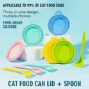 Vilscijon 2-Piece Set: Paw-Shaped Cat Can Opener & Sealing Lids for Cat Food Cans - Blue + Orange image 1