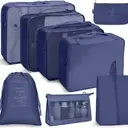 VoxorAI Navy Blue Travel Bag, Clothing Storage Bag, Toiletry Bag, Travel Organization Set (8 Pieces) image 8