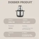 DSP KM4108 Hachoir alimentaire 5 L en acier inoxydable, avec 2 vitesses et couteau à 5 lames image 5