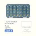 JORDAN&JUDY Portable Sealed Weekly Pill Organizer Large Capacity Pill Dispenser Pill Storage Box 28 Compartments-Blue, New Year Sale , Top gift picks image 5