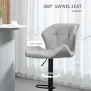 HOMCOM Bar Stools Adjustable Quilted Geo Velvet Grey/Black 2pcs image 8