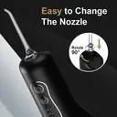 Sunluxy Portable Wireless Water Flosser – 140PSI High-pressure Pulsed Water Stream, 4 Modes, 260ml Detachable Tank, 50-Day Battery Life, Smart Memory Function, Equipped with 3 Types of Nozzles, Lightweight Design for Travel, L5 Black image 5