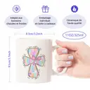 Alphynix Mug 1 pièce 11 oz (340 ml) "Il est Résuré", coffret de Pâques, motif croix et nœud rose, mug biblique, Évangile de Saint-Matthieu 28:6, mug en céramique éducatif, offre spéciale Nouvel An, meilleurs cadeaux image 7