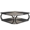 LANTINE Table basse carrée industrielle 100 x 100 x 50 cm Rangement 2 niveaux Bois et cadre métallique Noir Marron rustique image 4
