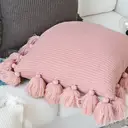 MEROPE, Acrylic Knit/Fringed Cushion Cover, 50x50cm, pink, 1pack image 3