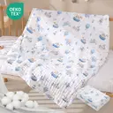 LeBonsoir Serviettes d’alèse en coton pour nouveau-nés, lot de 2 (1 x 25 x 50 cm + 1 x 70 x 140 cm) – carrés en mousseline pour bébé, absorbants et respirants, idéaux pour nettoyer, essuyer et couvrir – Motif Baleine de Rêve image 0