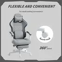 HOMCOM Ergonomic High Back Gaming Chair for Adults, Printed Velvet Computer Recliner Chair with Footrest, Lumbar Support, Adjustable Height and 360° Swivel Seat for Office or Gaming, Grey image 7