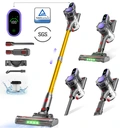 MonsgaClean MV3 draadloze steelstofzuiger, 45 kPa zuigkracht, 550 W vermogen, 50 min gebruiksduur, anti-klit ontwerp met afneembare batterij, LED-display, lichtgewicht handstofzuiger voor huisdierharen/tapijt/vloeren image 1