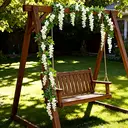 Wei's Moment 2Pcs 7FT Artificial Wisteria Vine Garland Plants Flowers Arts For Ceremony Home Wedding Decoration (White) image 2
