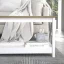 Galano Nova Coffee Table - Modern Distressed Oak Finish - Storage Cabinet for Entryway - Foyer - Living Room - Bedroom - Space Saving (White/Oak) image 3