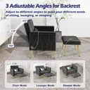 GRAVFORCE  Velvet Modern Accent Chair and Ottoman Set with 2 USB Ports, Pink Comfy Reading Chair Bedroom Living Room Chairs, Recliner Lounge Chair, Adjustable Backrest and Pillow, Pink (Pink) image 2