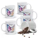 Alphynix 1 Mug blanc 33cl avec citation "Le changement est beau" & design transformation papillon-en-fleurs, cadeau de Noël ou Thanksgiving métaphore réconfortante,Le cadeau de la saint-valentin, cadeau d’anniversaire image 0