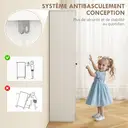 HOMCOM Armoire de Rangement sur Pieds buffet cuisine meuble de rangement pour Salle de bain Gain de Place Style Classique avec 2 étagères réglables- Hauteur 170 cm en Bois Blanc image 6