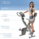 HOMCOM Vélo d'Appartement Pliable 4-en-1 - Ergomètre Magnétique Silencieux avec Cordes de Résistance - Sport Maison et Cardio-training avec Roulettes, Selle Confort et LCD (Max 120kg), Gris image 7