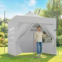 Outsunny 3 x 3 m Pop Up Gazebo with Sidewalls, UPF50+ Heavy Duty Outdoor Garden Party Tent Marquee Wedding Awning Canopy Instant Event Shelter with 4 Sandbags, Wheeled Carry Bag, Silver Grey image 2