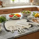  5-Piece Cutting Board Set With Knives Non Slip Surface Dishwasher Safe Beige               image 1