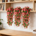 Yuejia 2PCS 30.7in/78cmArtificial Fake Hanging Flowers Plants for Outdoor Spring Summer Decoration, Faux Silk Violet Look Real Trailing Vines for Outside Home Planter Porch Patio(Rose Red) image 7