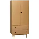 HOMCOM Modern Wardrobe with 2 Drawers and 2 Doors, Wood-Effect Clothes Wardrobe with Rail for Bedroom, Natural image 0