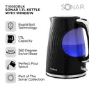 Tower Sonar Textured Kettle, 1.7L, Large Viewing Window, Rapid Boil, 3000W, Black - T10083BLK image 1