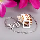 Silver Tone Square Jewelry Set, Geometric Stainless Steel Pendant Necklace and Stud Earrings image 2