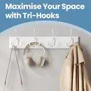 Coat Hooks, with 4 Double Metal Hooks, 40*11*7 cm, White image 6