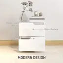 HOMCOM Bedside Table, Bedside Cabinet with 2 Drawers, Modern Side Table with Storage for Bedroom, Living Room, High Gloss White image 3