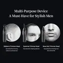 Sparoma 3-in-1 Ear and Nose Hair Trimmer for Men – Ear & Nose Hair Clipper with LED Light, Sideburn & Eyebrow Trimmer Heads, 6500RPM Motor, Full-body Waterproof, Battery-Powered, Portable Grooming Kit with Storage Base – TC-3580, Black image 4