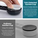 TAILI Lot de 4 crochets de douche à ventouse puissants rotatifs à 360° pour serviette, éponge, crochets muraux polyvalents sans dommage pour l'intérieur de la salle de bain, décoration, supports à ventouse amovibles, faciles à utiliser, Noir image 4