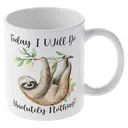 Alphynix 1 Mug blanc 33cl avec "Aujourd'hui je ne ferai absolument rien" citation & paresseux suspendu, cadeau de Noël ou Thanksgiving humour détente,Le cadeau de la saint-valentin, cadeau d’anniversaire image 3