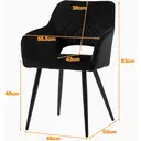 CLIPOP Velvet Dining Chair Set of 2 Padded Dining Table Armchairs with Metal Legs, Upholstered Tub Chairs Dining Room Kitchen Living Room Waiting Room 0198 black 45*52*83 cm image 2