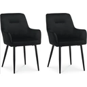 CLIPOP Dining Chairs Set of 2 Velvet Armchairs Kitchen Chairs with Backrest and Metal Legs Occasional Padded Leisure Accent Chairs for Dining Living Room 0430 velvet black 43.5*51.5*87.5cm image 0