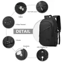 Kono Anti-Theft Water-Resistant Laptop Backpack with USB Charging Port, Travel Business School Bag for 15.6-inch Laptops (Black) image 3
