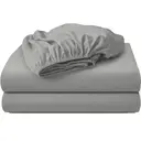 LeBonsoir 135x190cm Fitted Sheet， 30CM/12Inch Deep Pocket - 100% Cotton， No-Pop Off Elastic， 1 Fitted Sheet Only-Light Gray image 1