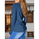 Débardeur ajusté à manches longues et en pinceau pour femme à plis Bleu marine Taille S image 2