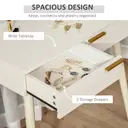 HOMCOM Modern Dressing Table with Round Mirror, Makeup Vanity Table with 2 Drawers for Bedroom, Living Room, 80 x 40 x 123 cm, White image 5