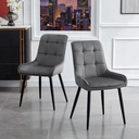 CLIPOP Cream Dining Chairs Set of 2 Velvet Upholstered Kitchen Chairs with Soft Backrest and Metal Legs, Lounge Leisure Reception Chairs for Dining room Living room or Office 0199 deep grey velvet 48.5*45.5*83 cm image 1