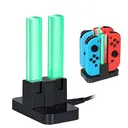 NAXSIR Oplaadstation voor Switch-controllers, 4-voudige Oplader, met Gekleurde LED Acryl Lichtkolommen Zwart image 3