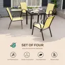 Outsunny 4 Pieces Garden Chairs, Stackable Outdoor Chairs with High Backrest and Armrest, Breathable Mesh Fabric Dining Chair Set of 4, Beige image 3