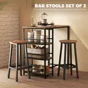 HOMCOM Bar Stools Set of 2, Industrial Breakfast Bar Stools with Footrest, Round Barstools, for Kitchen, Dining Room, Living Room, Brown image 6