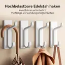 JORDAN&JUDY No-Drill Strong Adhesive Hooks, 4-Pack, Stainless Steel, Damage-Free, Over-Door Storage, White image 1