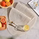 Lot de 6 sets de table ovales tressés 30 x 45 cm - Beige clair image 2