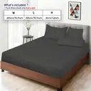 LeBonsoir Drap-housse 200 x 200 cm, hauteur de poche 30 cm, 100 % coton, bords élastiques anti-effilochage - Gris foncé image 6