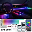 Acrylic Interior Car LED Strip Light with Wireless APP, Dreamcolor RGB 10 in 1 with 175 inches 600 LEDs Fiber Optic Car Ambient Lighting Kits, Dual Zone Sound Active Function LED Strip for Car image 0