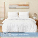 LeBonsoir Parure de lit brossée avec 1 housse de couette 260 x 240 cm et 2 taies d’oreiller 65 x 65 cm, avec fermeture éclair - Blanc image 3