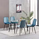mcc direct Set of 4 Designer Velvet Fabric Dining Chairs Metal Legs Lexi Chairs (Light Blue) image 1