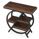 Tribesigns Table d'appoint 3 niveaux avec rangement Cadre métallique géométrique style industriel Marron rustique image 4