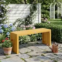 Outsunny Banc de Jardin en Bois d'Acacia, Banc d'Extérieur sans Dossier 2 Places avec Assise à Lattes Effet Bois, charge 240 kg, 110x30x45cm, bois naturel image 1